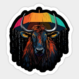 Wildebeest Rainy Day With Umbrella Sticker
